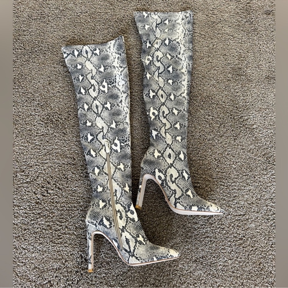 Meshki Snakeskin Over the Knee Boots